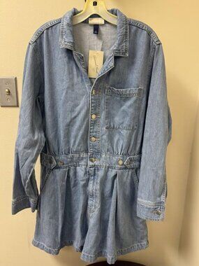 Universal Thread Denim Romper - NWT - Light Wash - Long Sleeve Utility